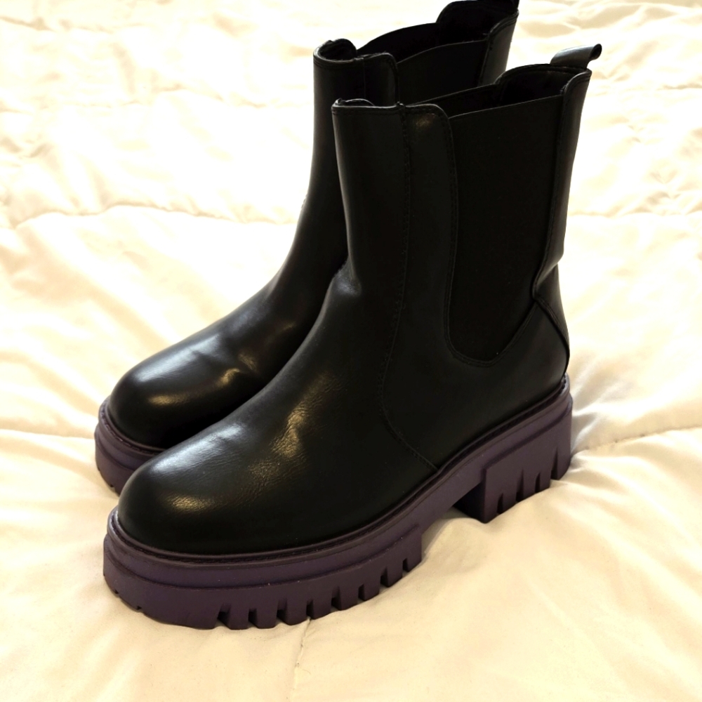 Purple thick soled boots